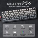 Aula F99 PRO Side Engraved Keycaps 3 in 1 Wireless Mechanical Gaming Keyboard with, Rotary Knob New, Open Box Keyboard