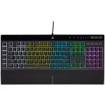 Corsair K55 RGB LED Backlit Keys Media Controls Gaming Keyboard with Wrist Rest, Used Keyboard