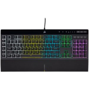Corsair K55 RGB LED Backlit Keys Media Controls Gaming Keyboard with Wrist Rest, Used Keyboard